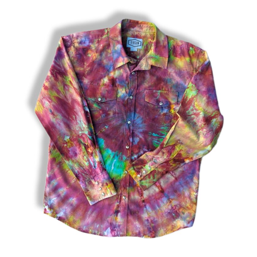 a shirt with a colorful tie dye pattern on it.