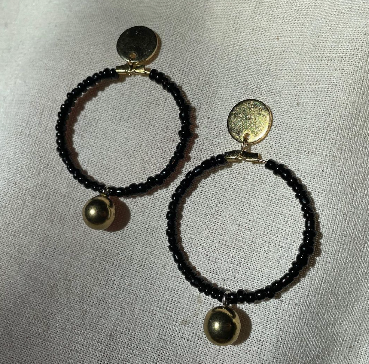Minimalist Earrings | Dainty Small Drop, Short Black, 54kibo