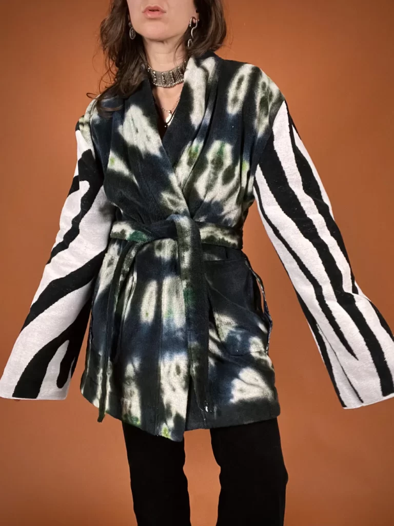 The Tie Dye Zebra Print Terry Robe Jacket RE.STATEMENT The