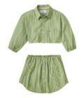 A Get Lucky (green and white striped 2 piece shirt/skirt set)