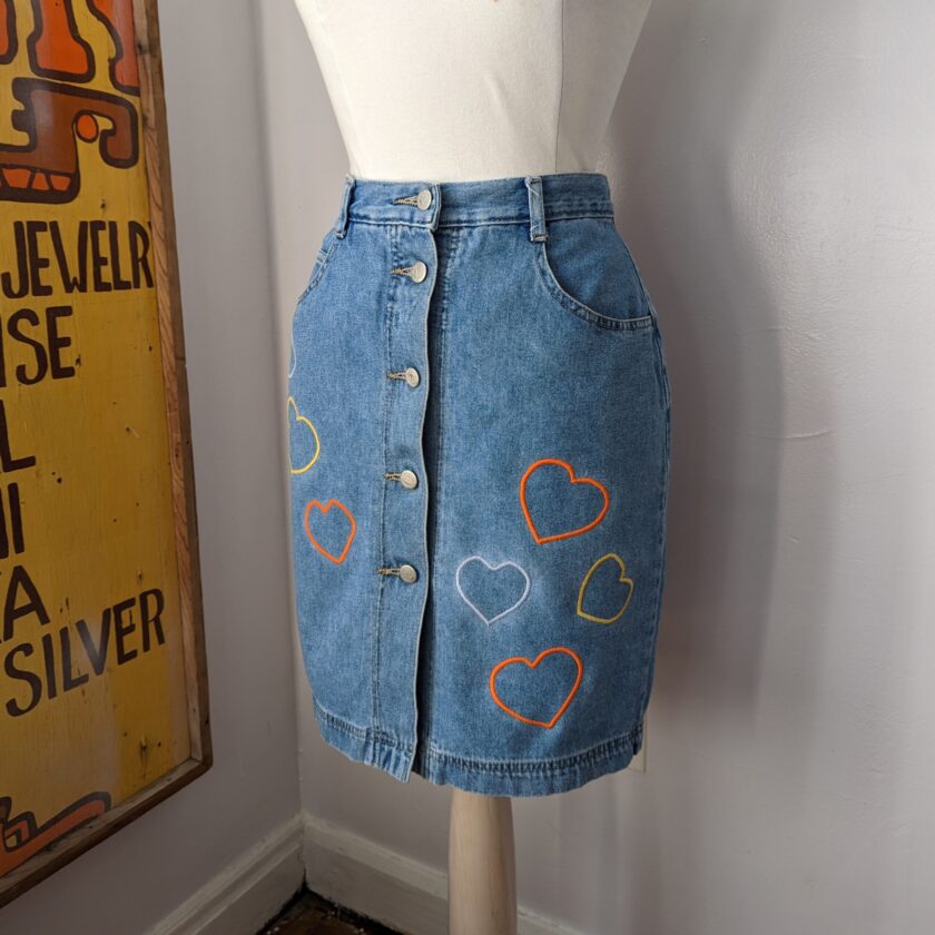 A Reworked Embroidered Heart Skirt.