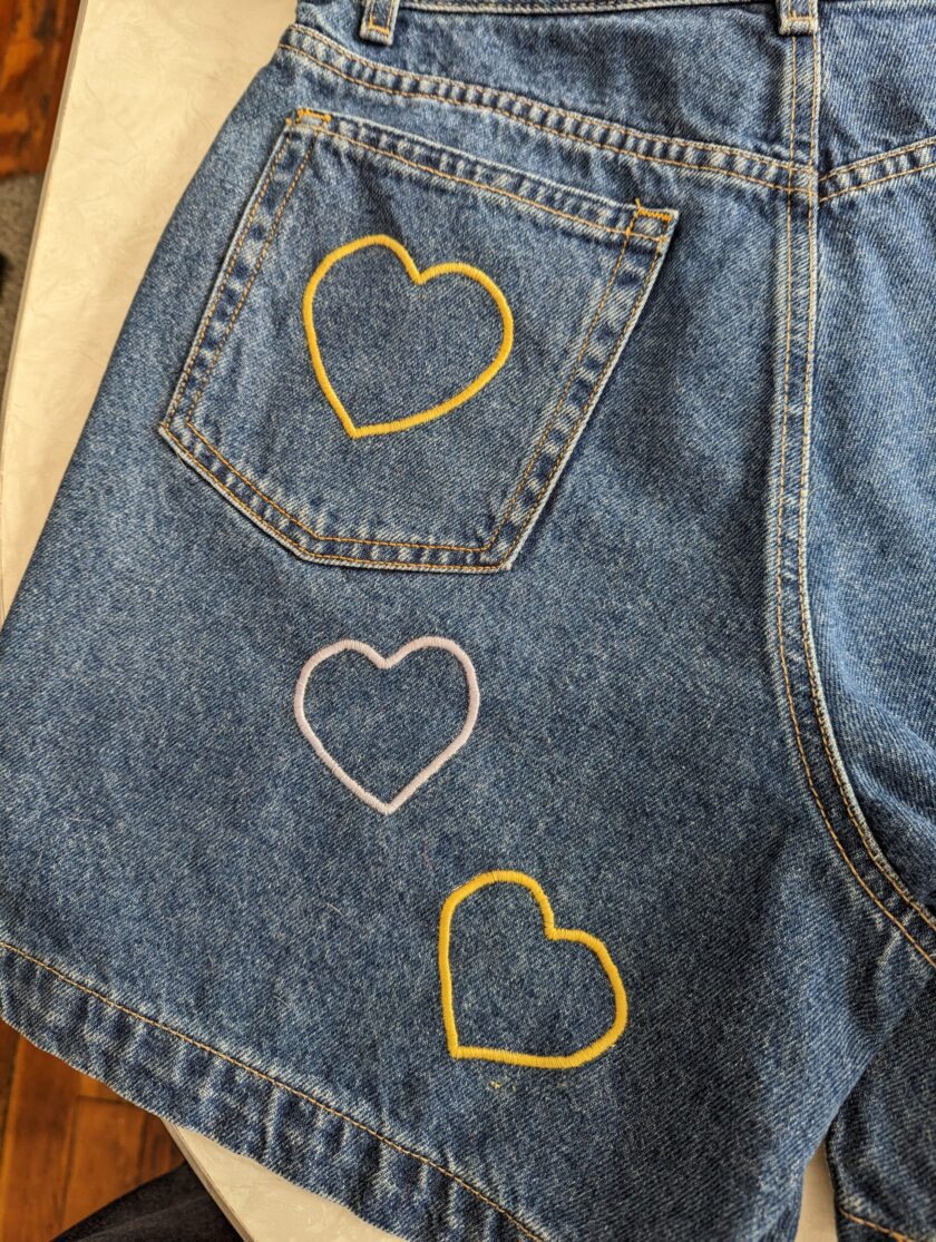 Embroidered Heart Shorts