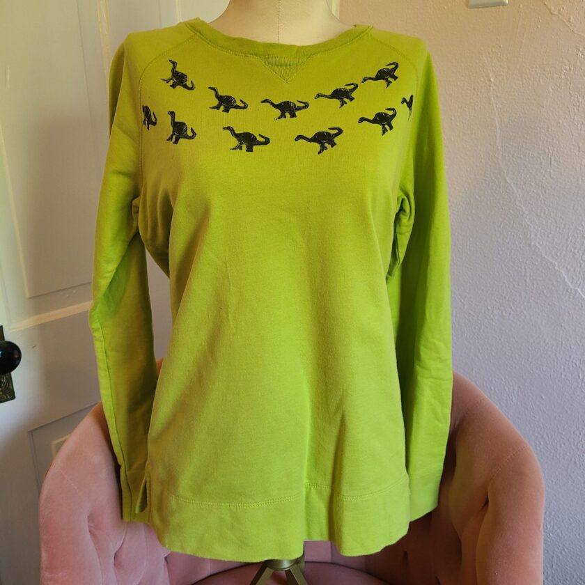 Lime Green Dino Print Sweatshirt