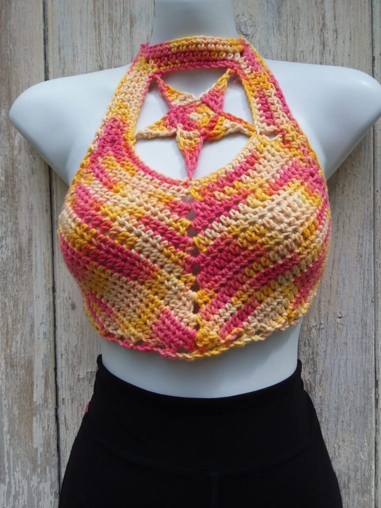 Yellow Crop Top - Crochet Crop Top - Halter Crop Top