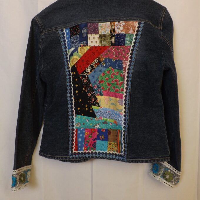 A patchwork and lace denim jacket