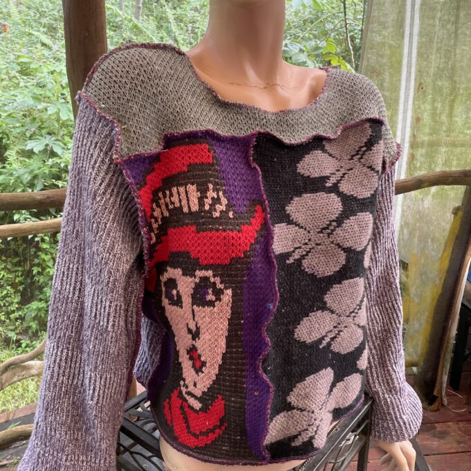 front of sweater with face