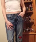 Upcycled Skull Lace Up Jeans - 30"/32"