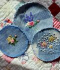 3 embroidered floral patches